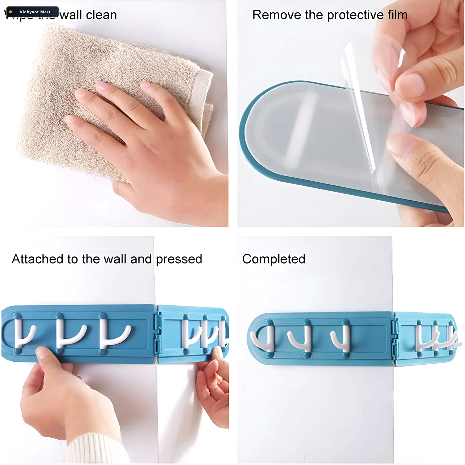 Vidhyant Mart Foldable Rotating Wall Mounted Hook Rack Space Sav 3