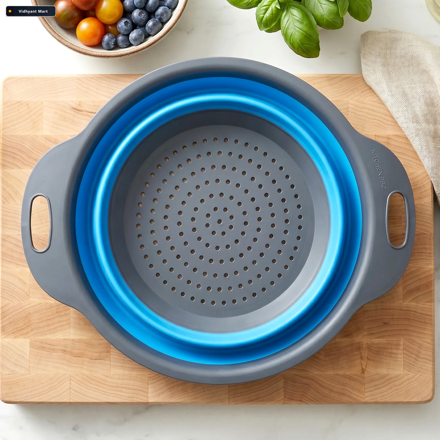 Vidhyant Mart Foldable Silicone Strainer Space Saving Kitchen Dr 2