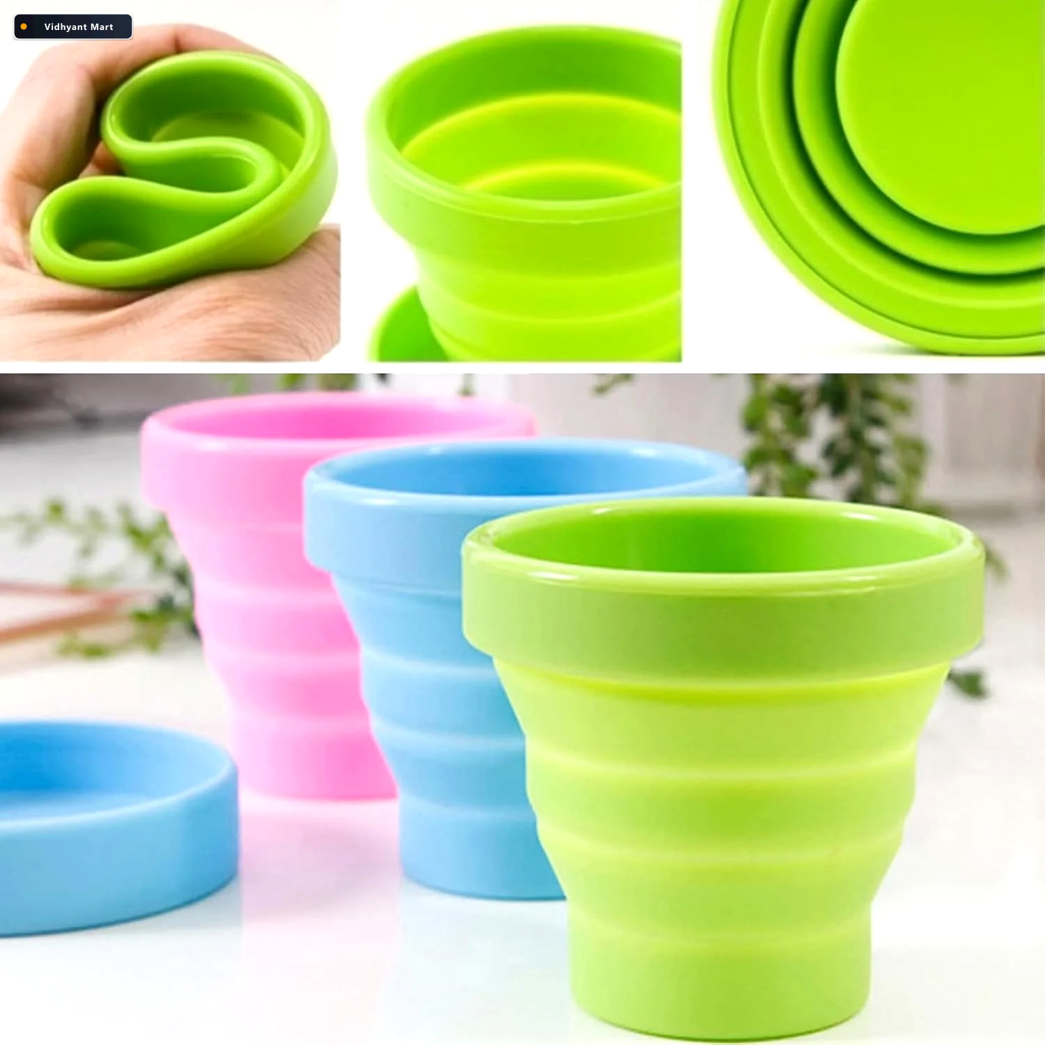 Vidhyant Mart Foldable Silicone Travel Mug Leakproof Portable Hy 2