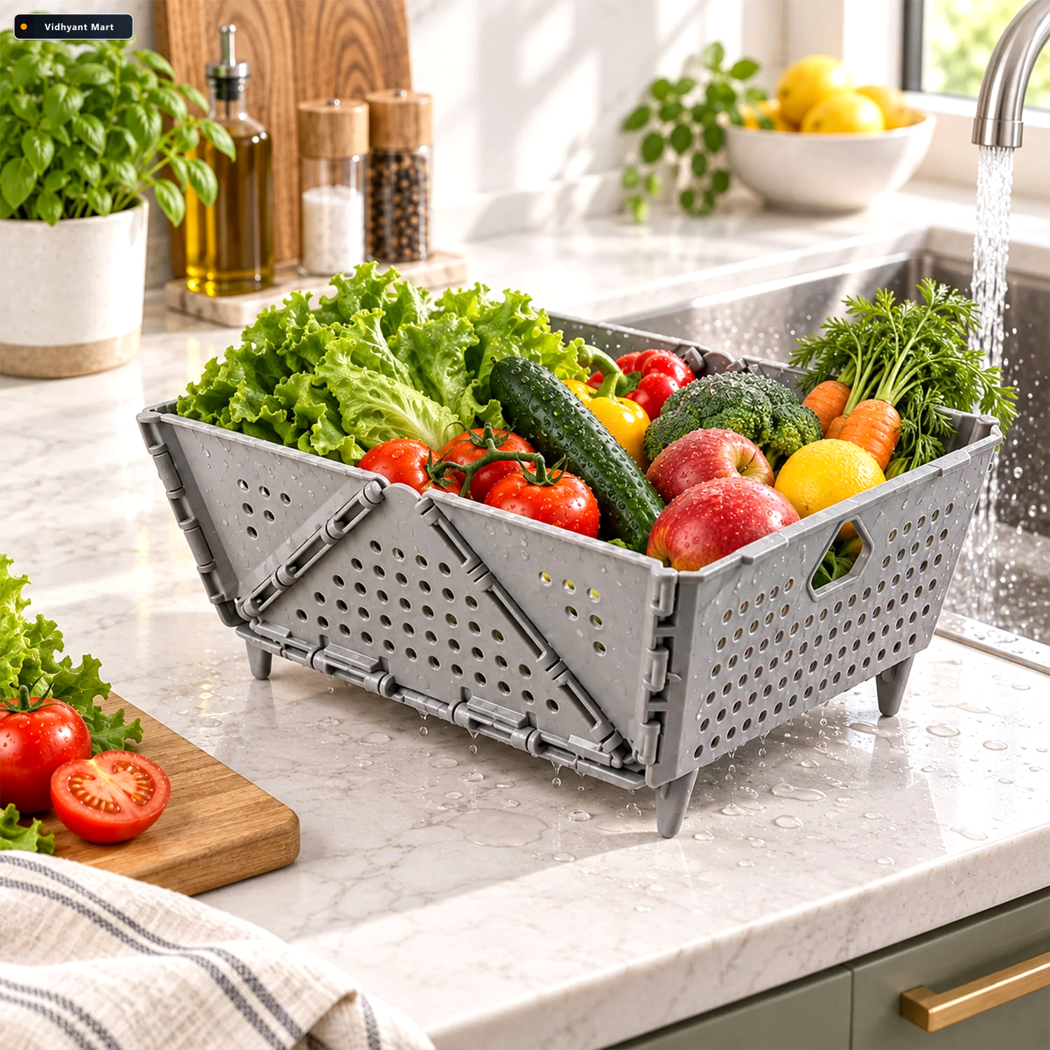 Vidhyant Mart Foldable Storage Basket Ventilated Space Saving Ti 2