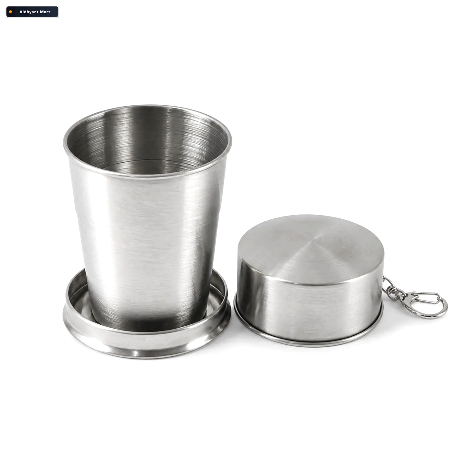 Vidhyant Mart Folding Camping Cup Stainless Steel Portable With 4