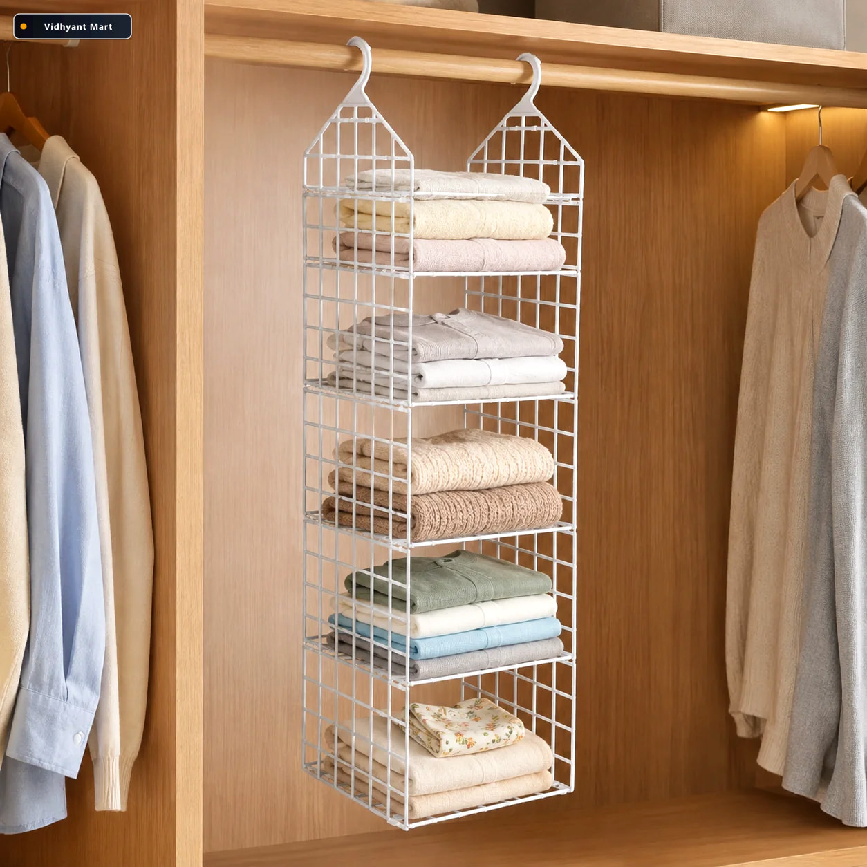 Vidhyant Mart Folding Clothes Hanger 5 Layer Space Saver Rack Or 1