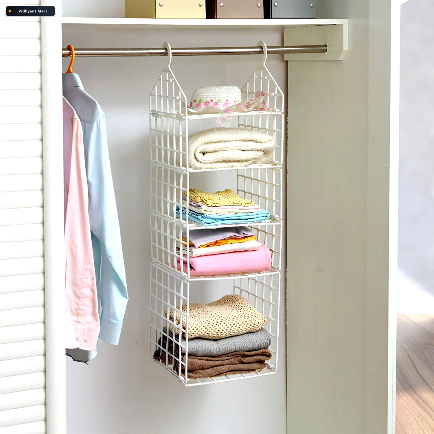 Vidhyant Mart Folding Clothes Hanger 5 Layer Space Saver Rack Or 2