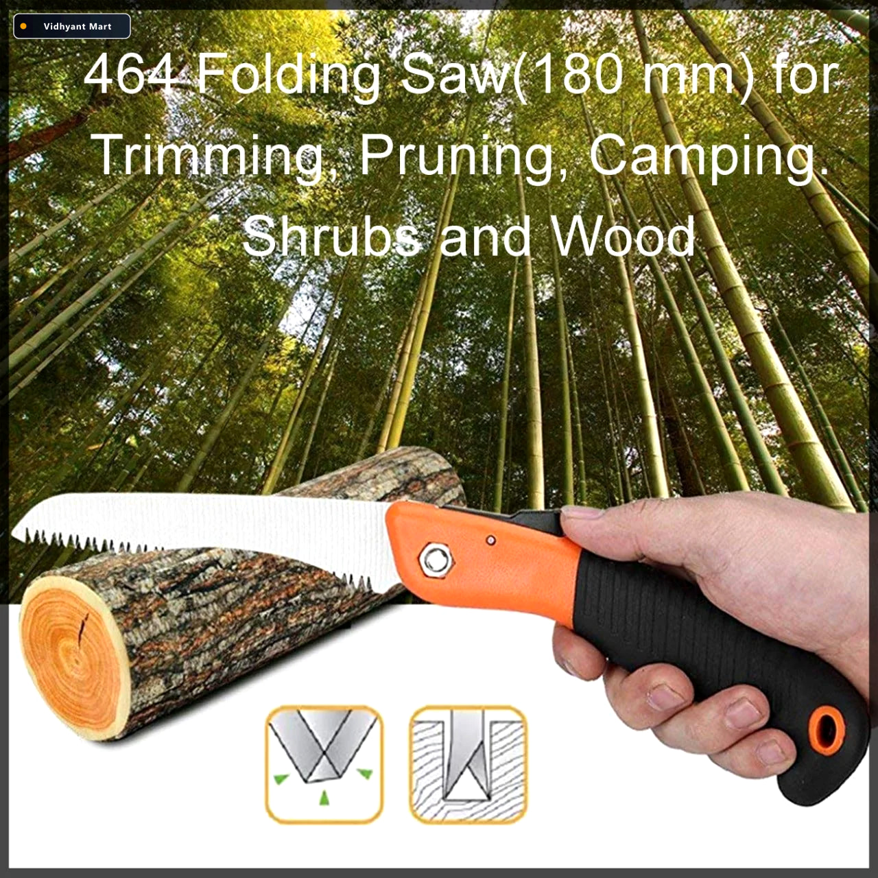 Vidhyant Mart Folding Saw 180mm Pruning Camping Tool Grow Garden 2