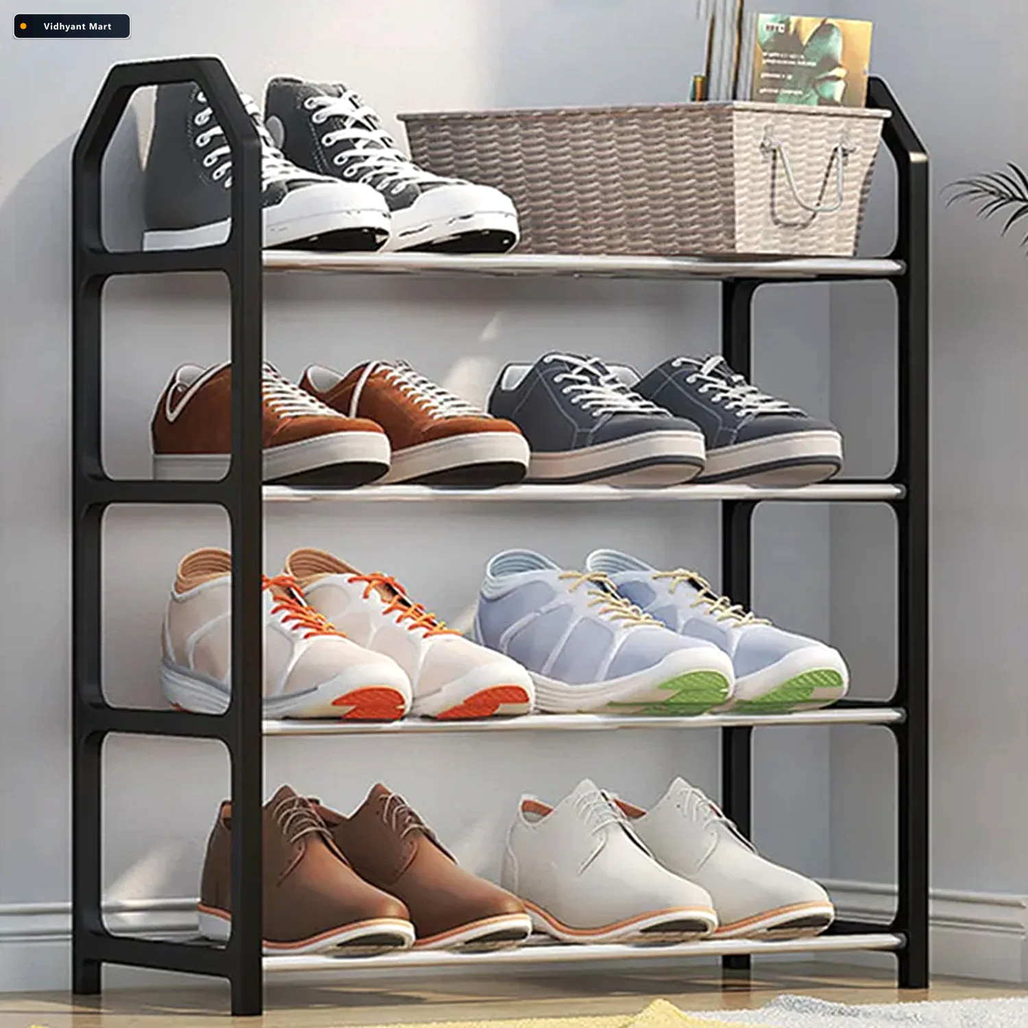 Vidhyant Mart Folding Shoe Rack 4 Layer Space Saving Organizer D 2