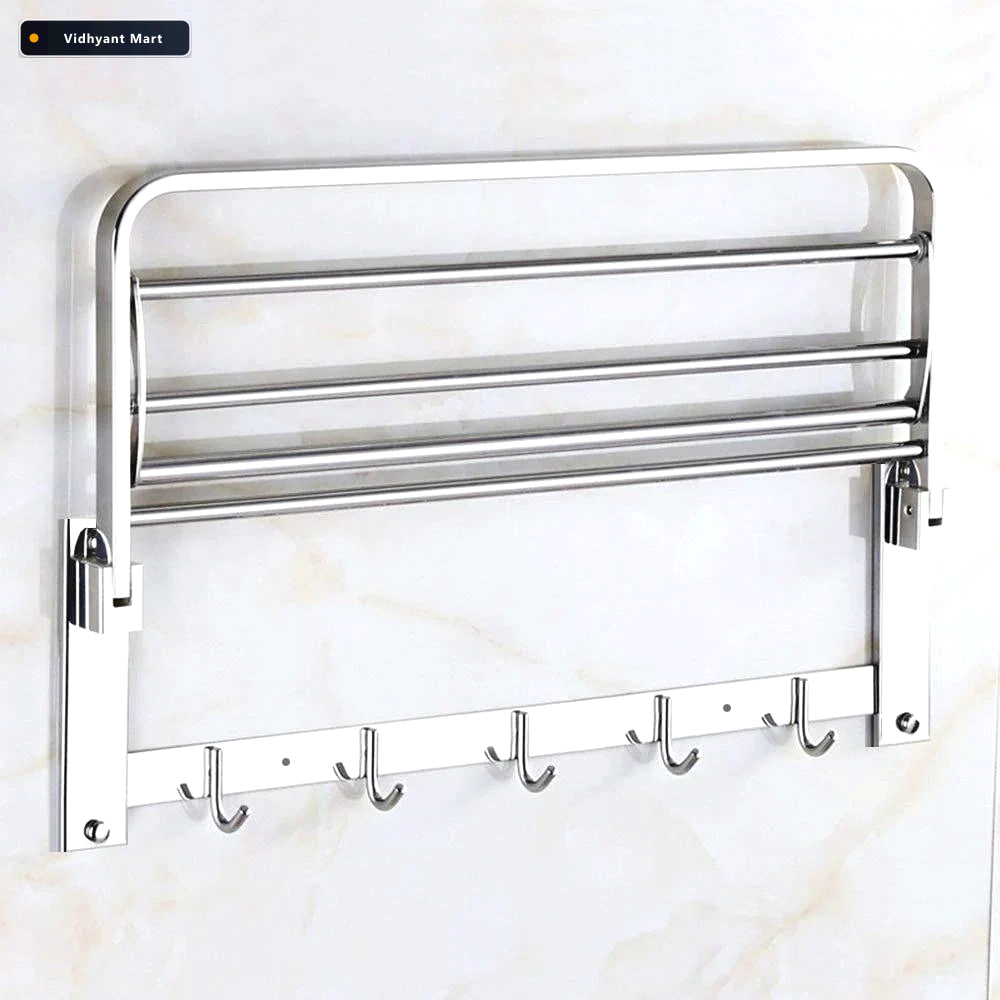 Vidhyant Mart Folding Towel Rack 18 Inch Stainless Steel For Bat 3