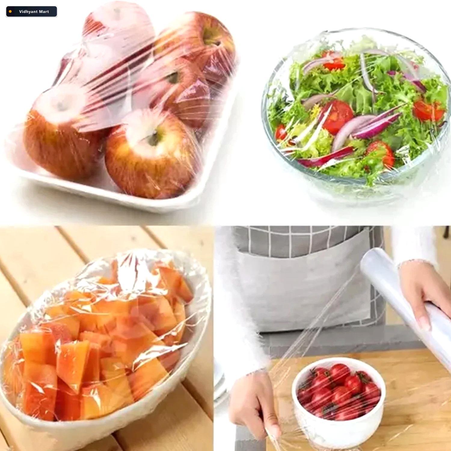Vidhyant Mart Food Grade Cling Wrap Roll Keeps Food Fresh Sealed 2
