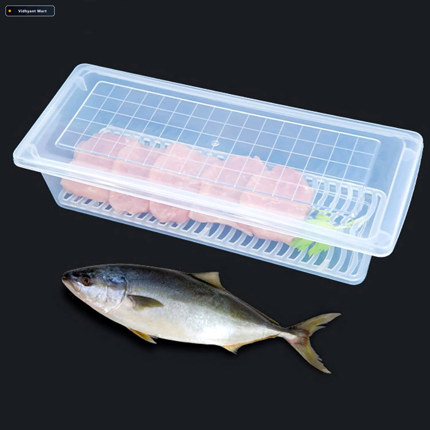 Vidhyant Mart Food Storage Container 1500ml With Drain Plate Tid 1