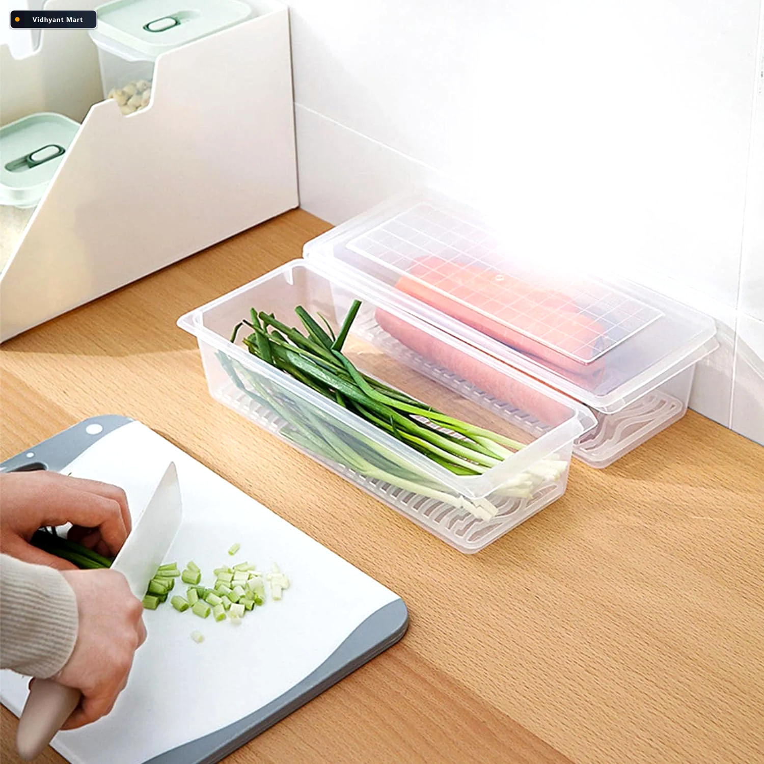 Vidhyant Mart Food Storage Container 1500ml With Drain Plate Tid 4