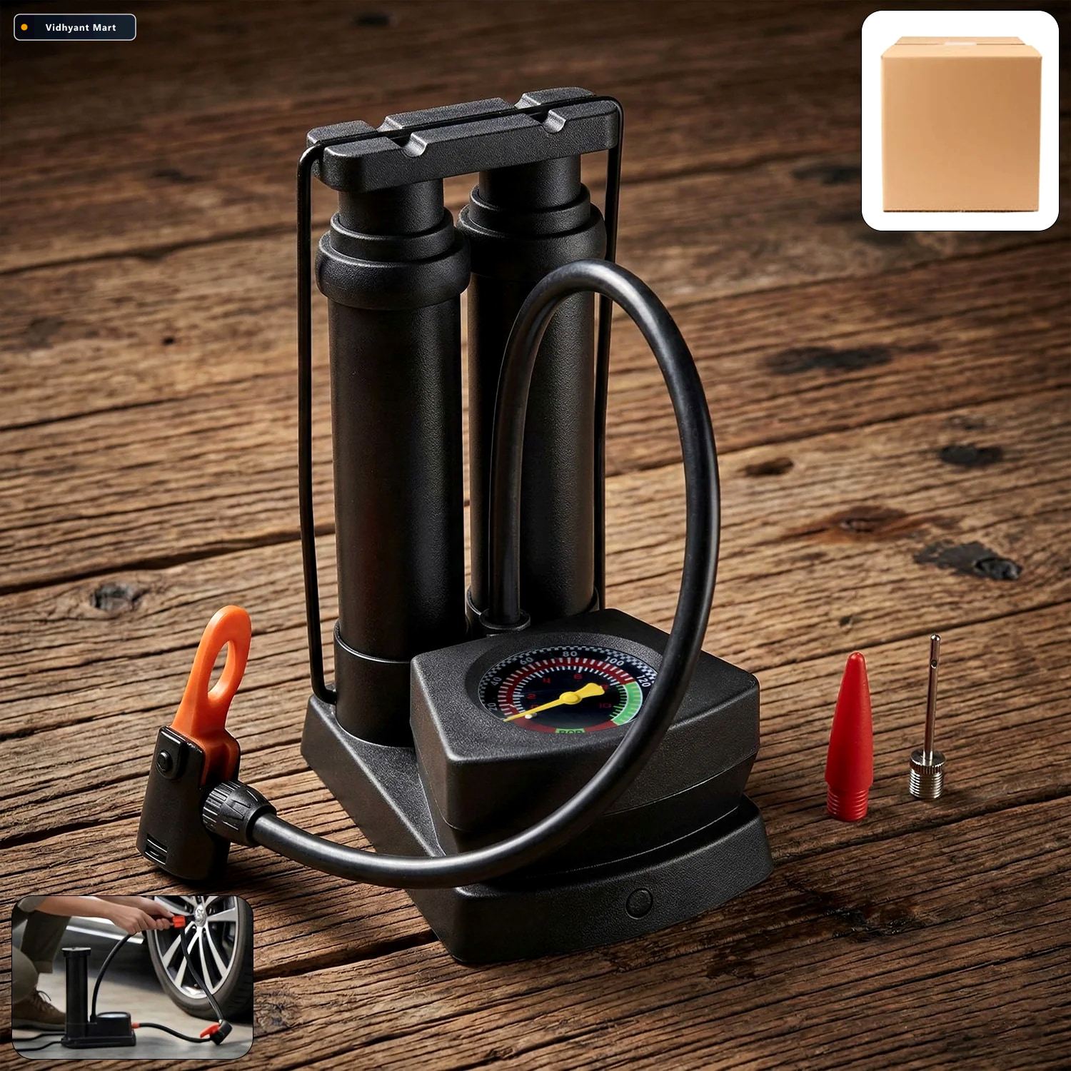 Vidhyant Mart Foot Air Pump Compact Portable With Pressure Gauge 2