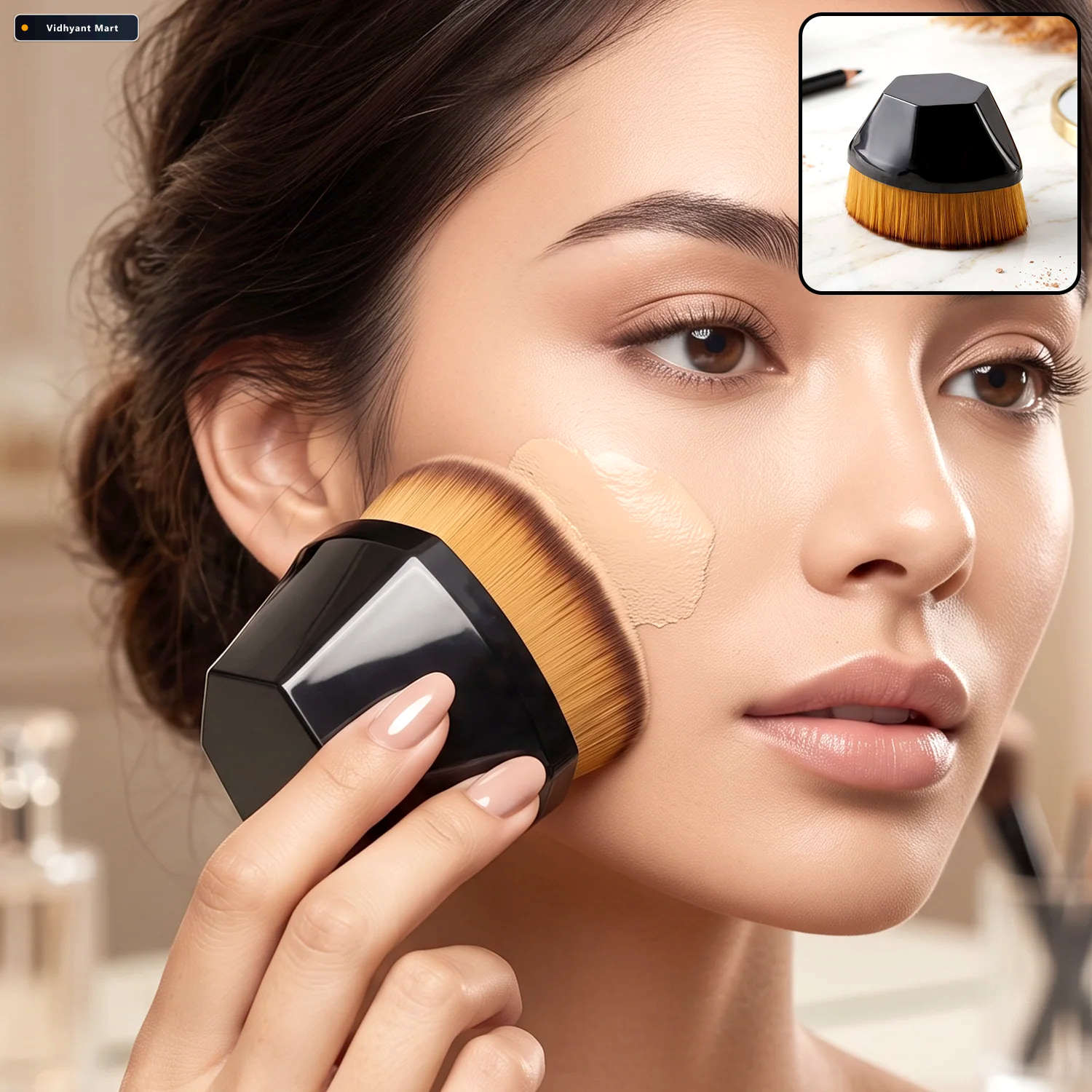 Vidhyant Mart Foundation Makeup Brush Soft Bristles Portable Cas 1