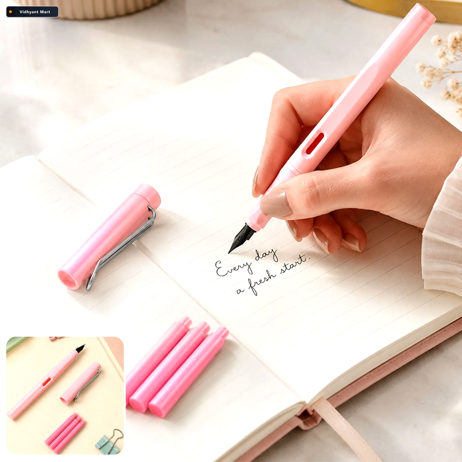 Vidhyant Mart Fountain Pen Set Smooth Blue Ink For Students Inkg 1