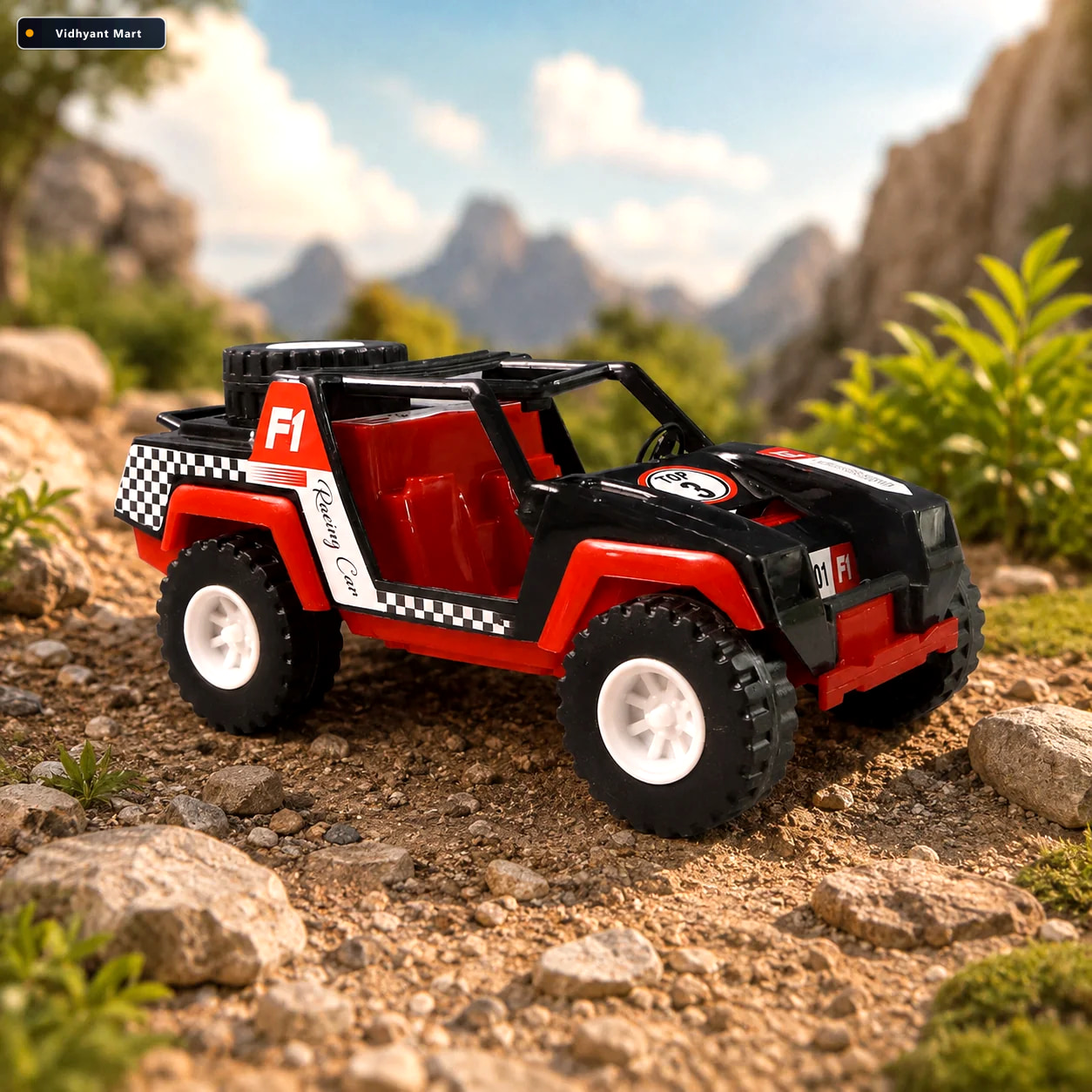 Vidhyant Mart Free Wheel Racing Jeep Toy Car Push Go Adventure F 1