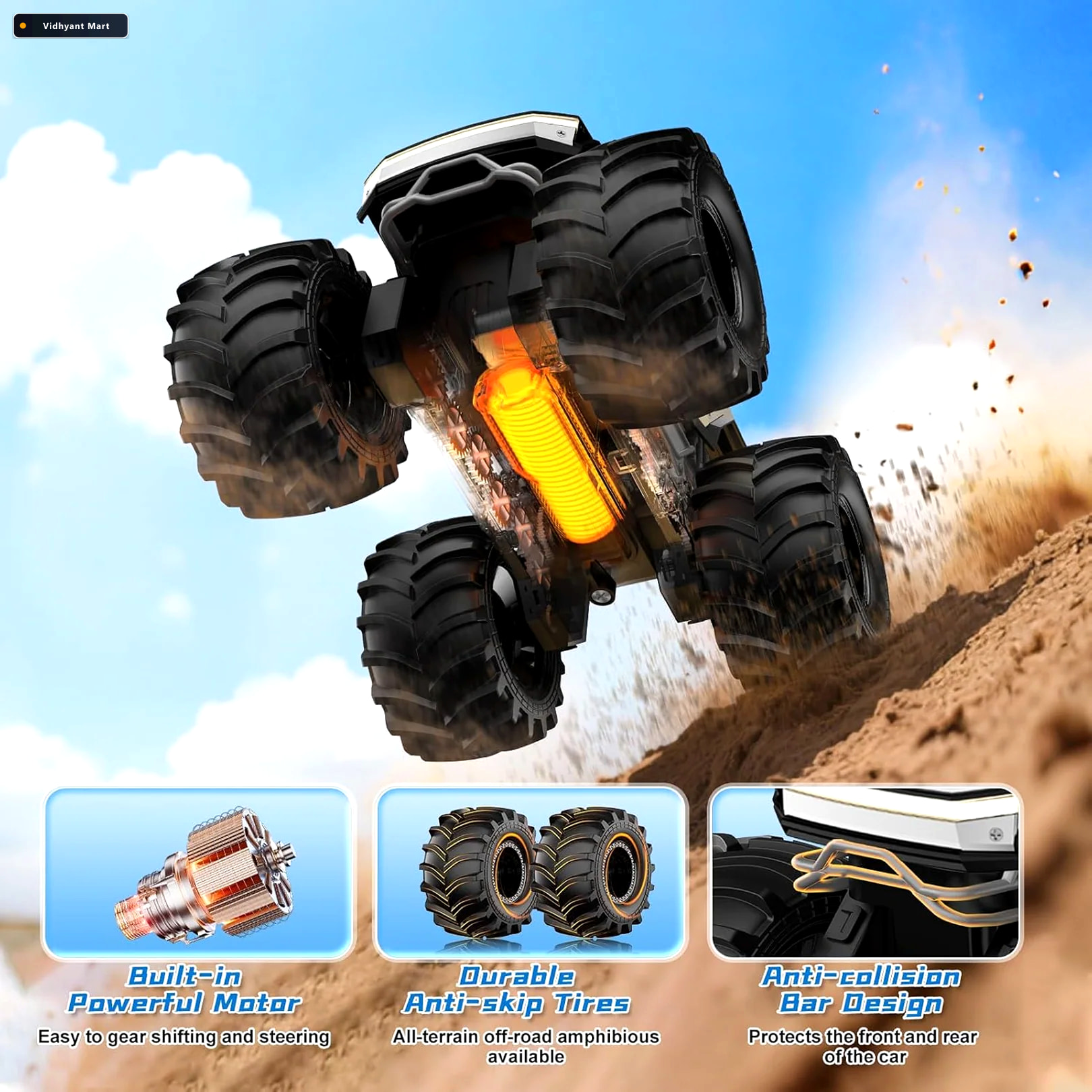 Vidhyant Mart Free Wheel Racing Jeep Toy Car Push Go Adventure F 3