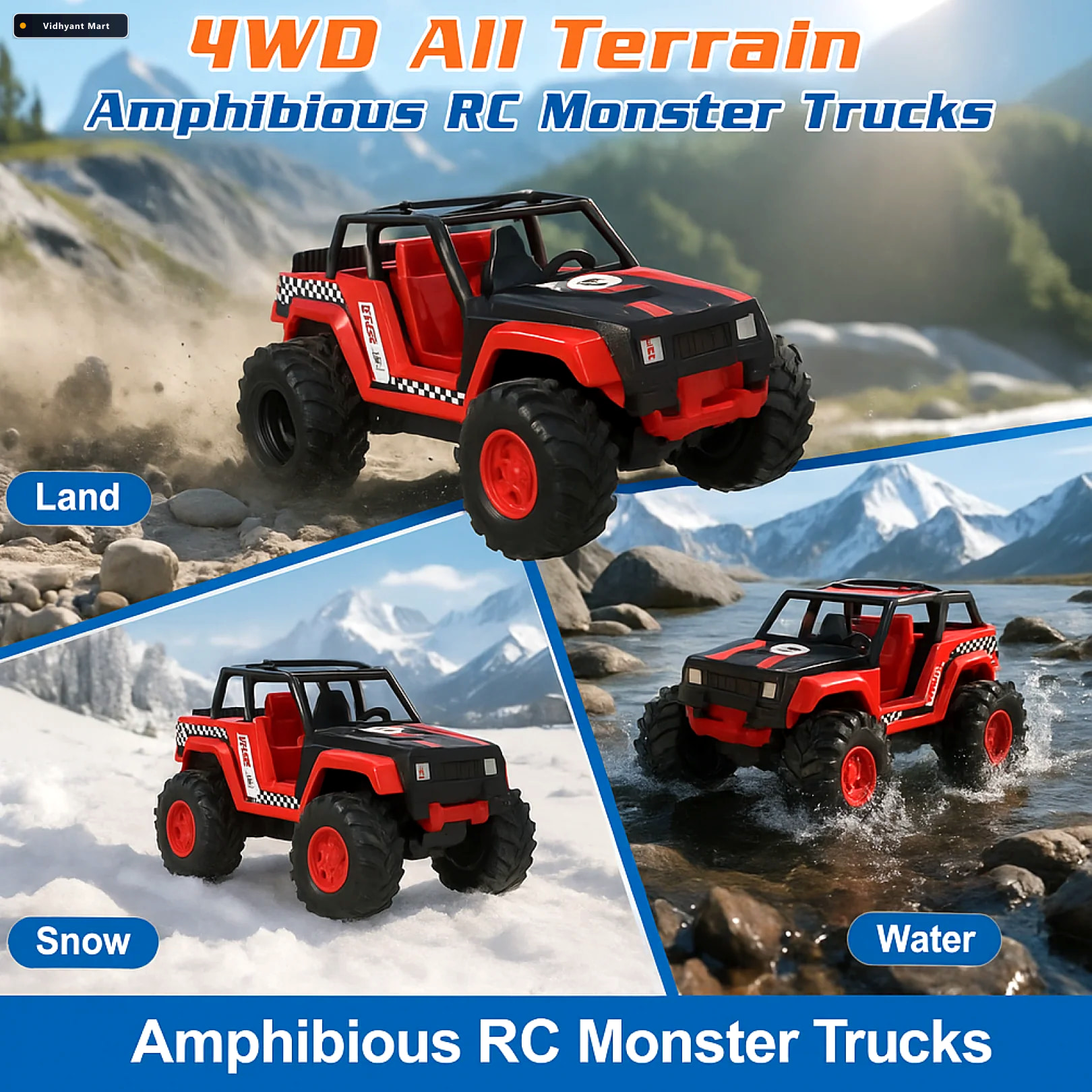 Vidhyant Mart Free Wheel Racing Jeep Toy Car Push Go Adventure F 4