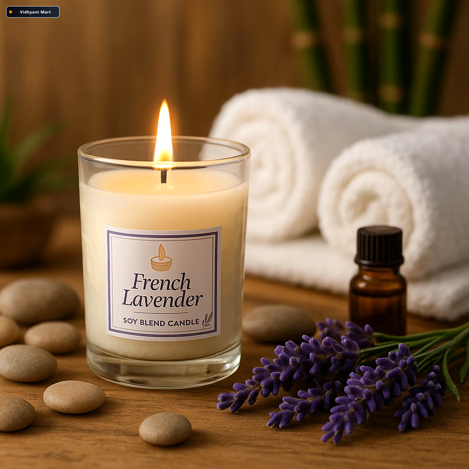 Vidhyant Mart French Lavender Soy Candle Relaxing Aromatherapy J 1