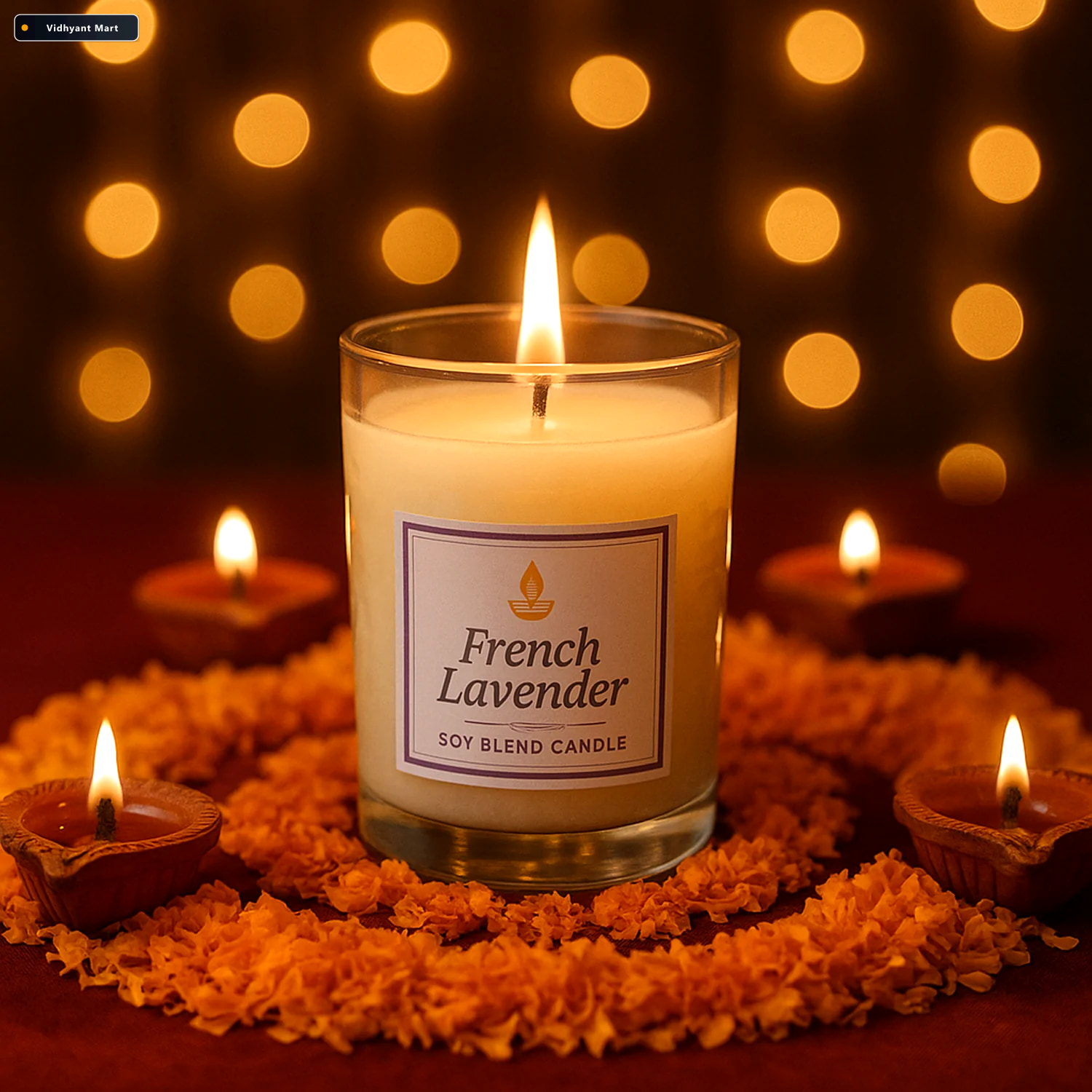 Vidhyant Mart French Lavender Soy Candle Relaxing Aromatherapy J 3