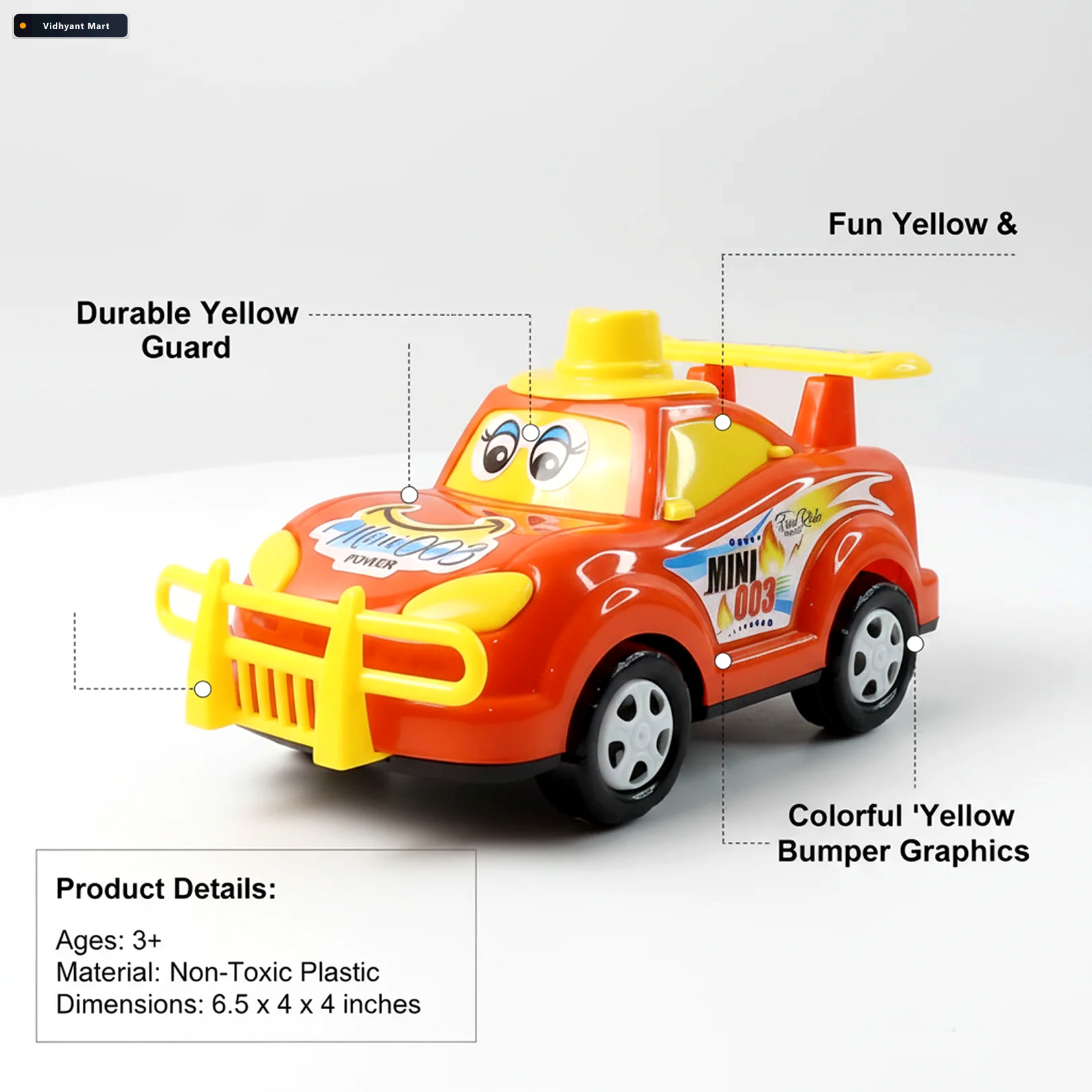 Vidhyant Mart Friction Powered Cartoon Racing Car Toy Battery Fr 3