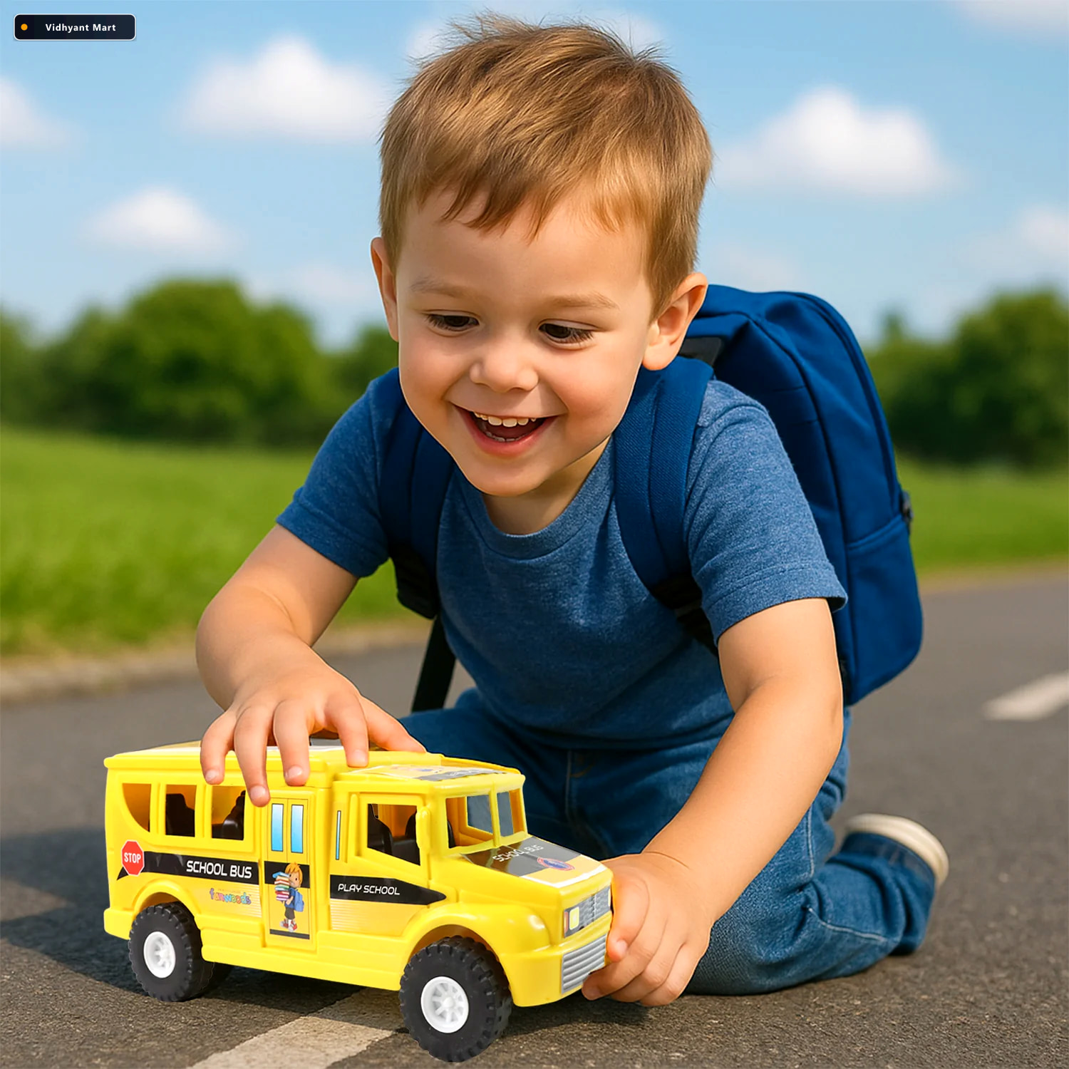 Vidhyant Mart Friction Powered School Bus Toy Durable Push And G 1