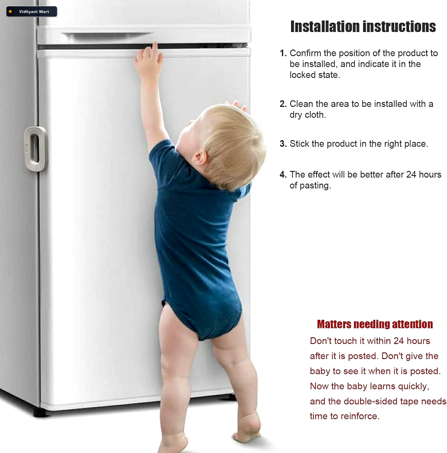 Vidhyant Mart Fridge Freezer Door Lock Easy Install Baby Safety 2