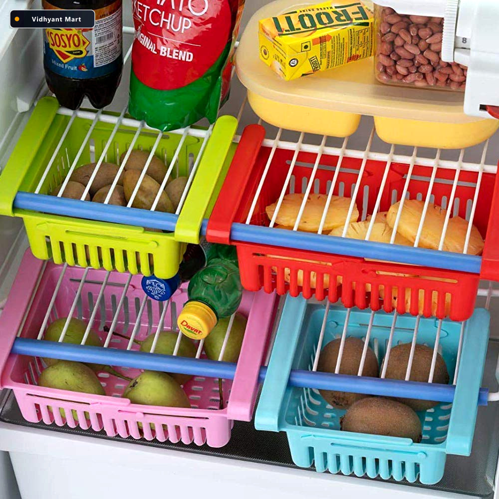 Vidhyant Mart Fridge Storage Basket Adjustable Unbreakable Set O 1