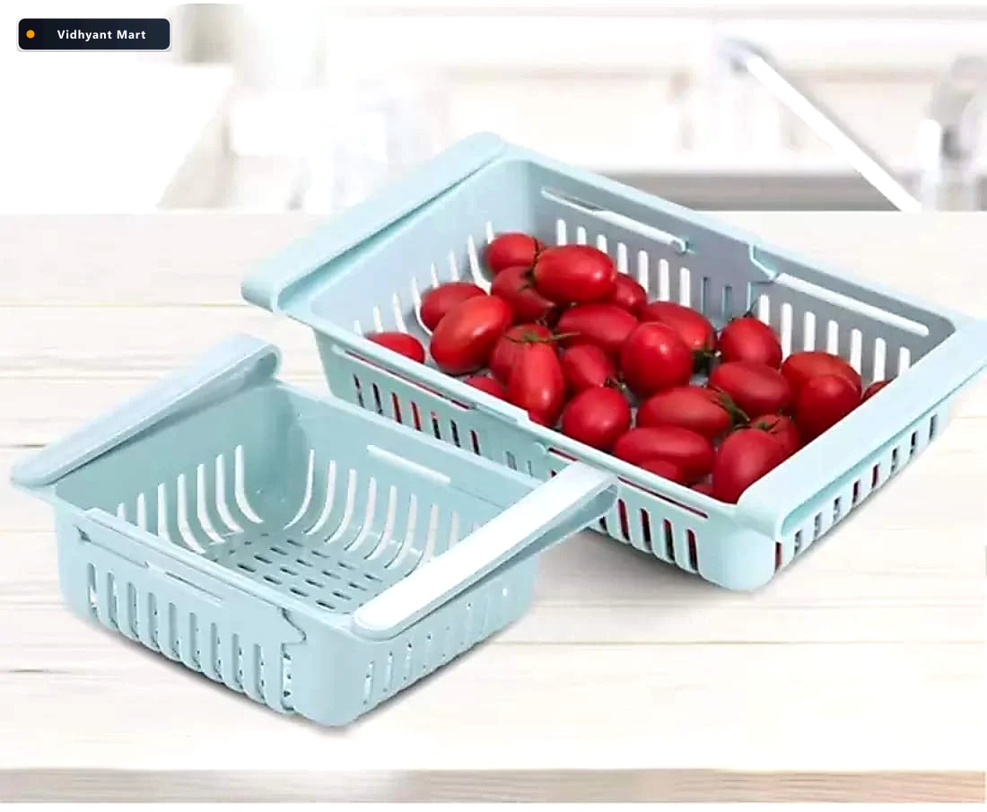 Vidhyant Mart Fridge Storage Basket Adjustable Unbreakable Set O 2