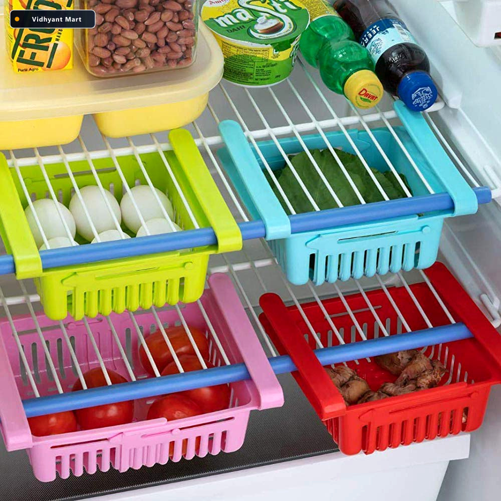 Vidhyant Mart Fridge Storage Basket Adjustable Unbreakable Set O 3