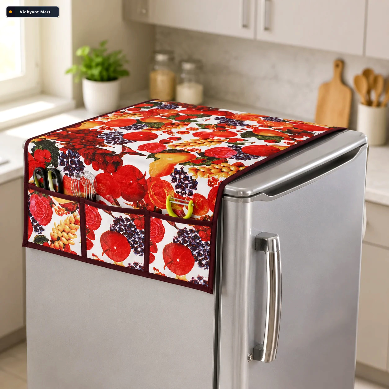 Vidhyant Mart Fridge Top Cover Decorative Pvc Kitchen Appliance 1