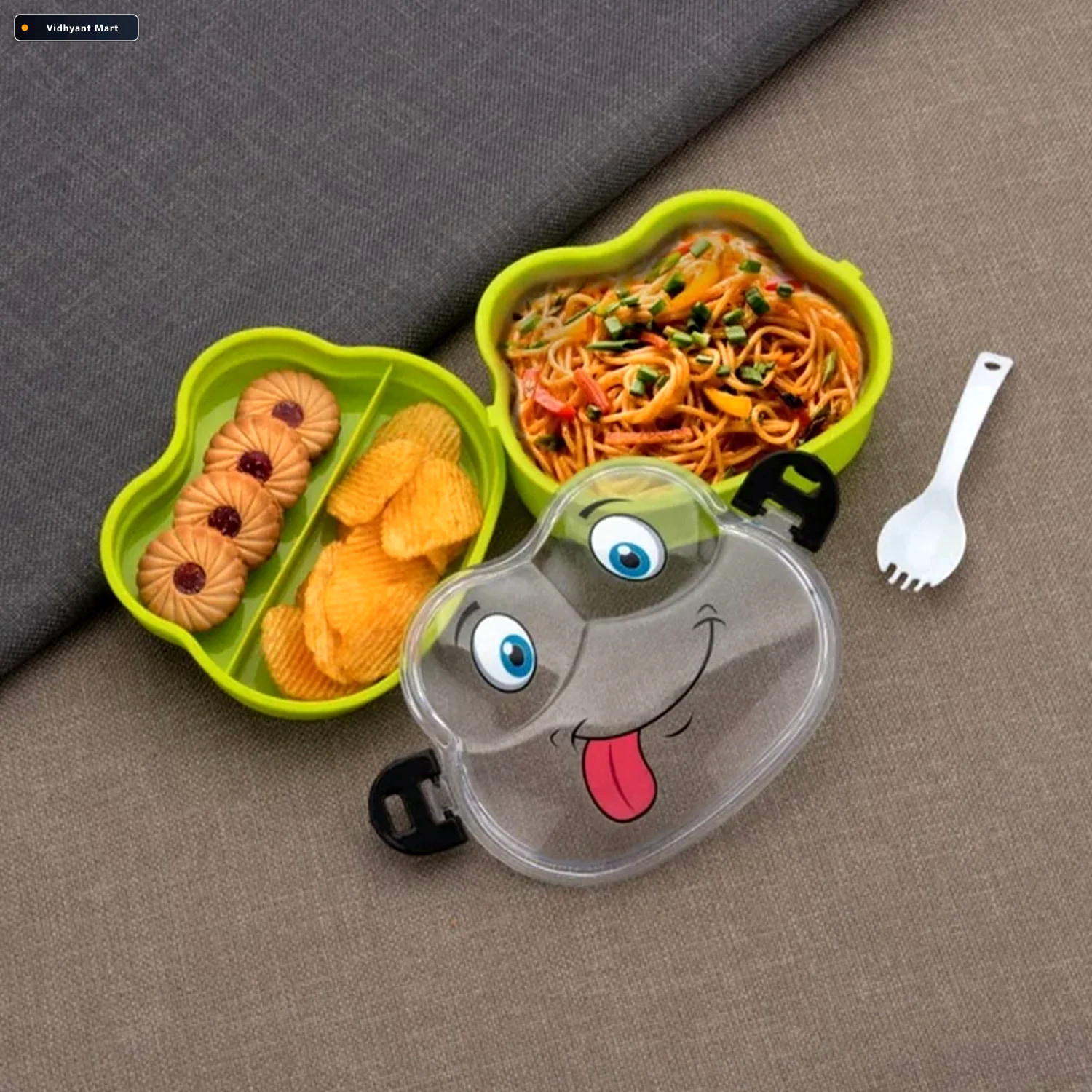 Vidhyant Mart Froggy Lunch Box For Kids Double Layer Leakproof T 1