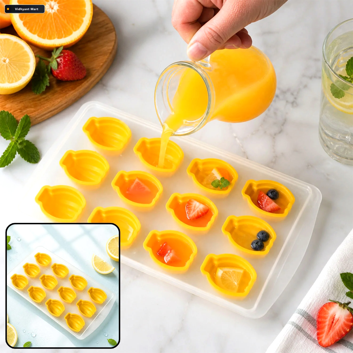 Vidhyant Mart Fruit Ice Cube Tray Silicone Multi Shape Freezer M 1