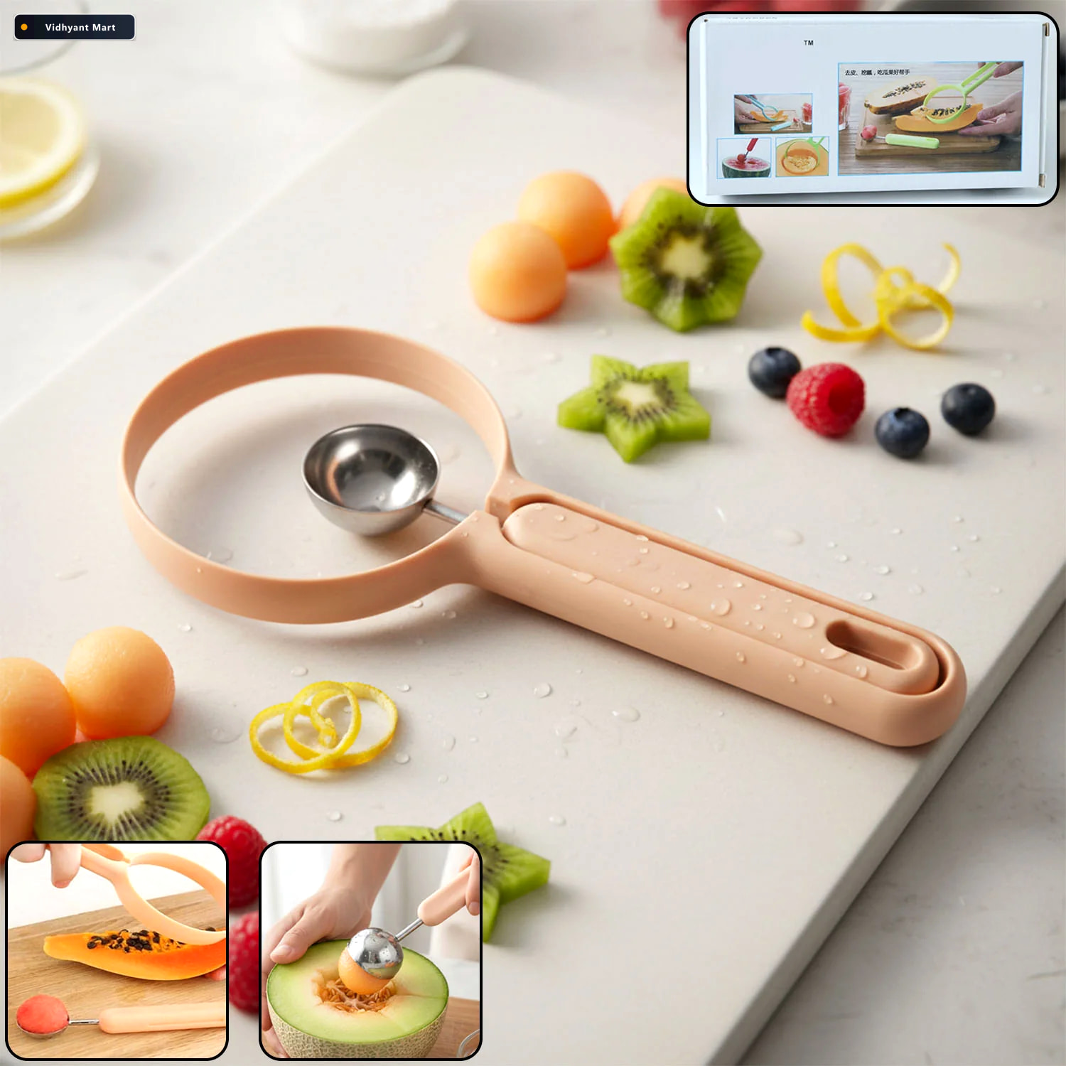 Vidhyant Mart Fruit Scooper And Cutter Tool Dual Function Kitche 1