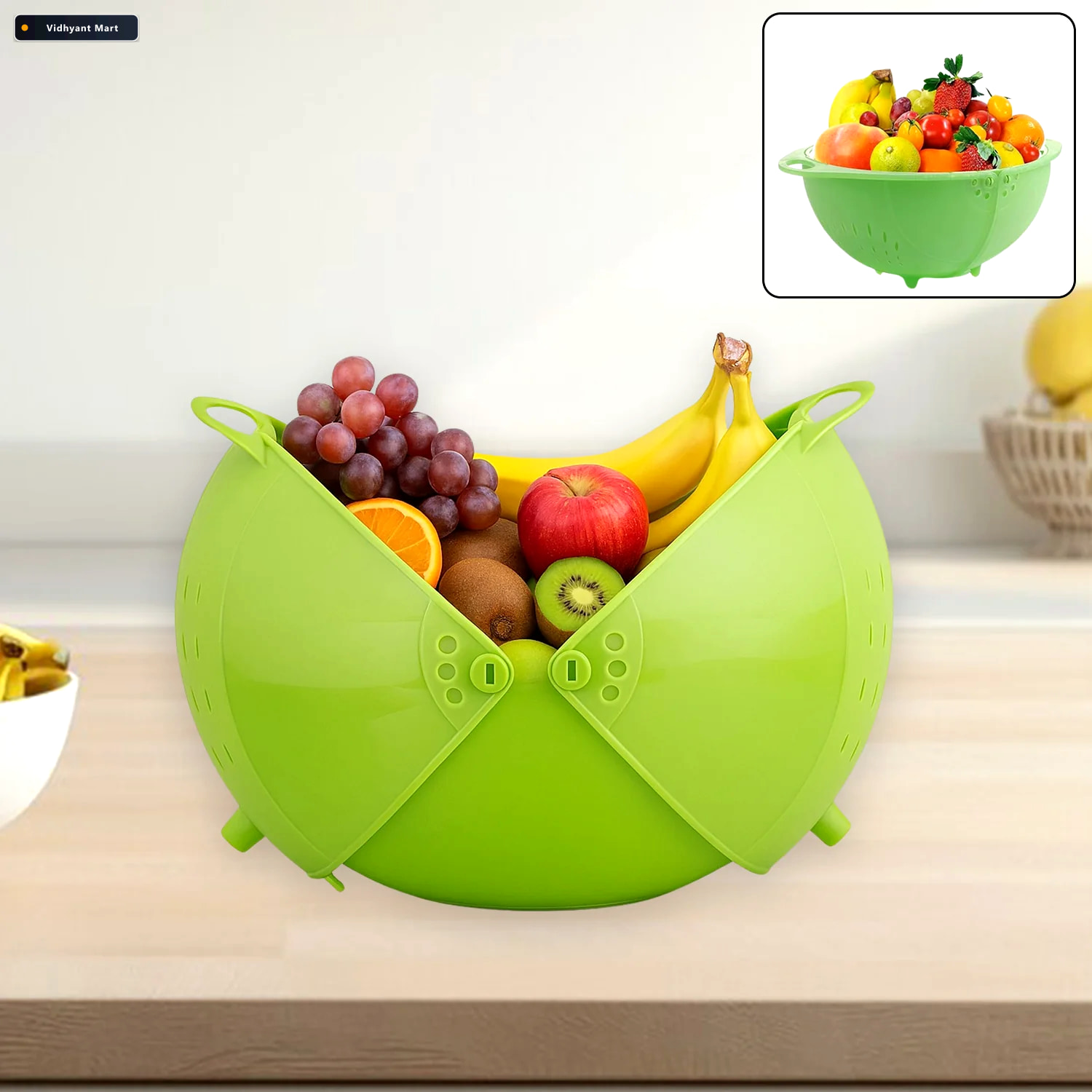 Vidhyant Mart Fruit Vegetable Bowl 3 In 1 Multiuse Smart Basket 1