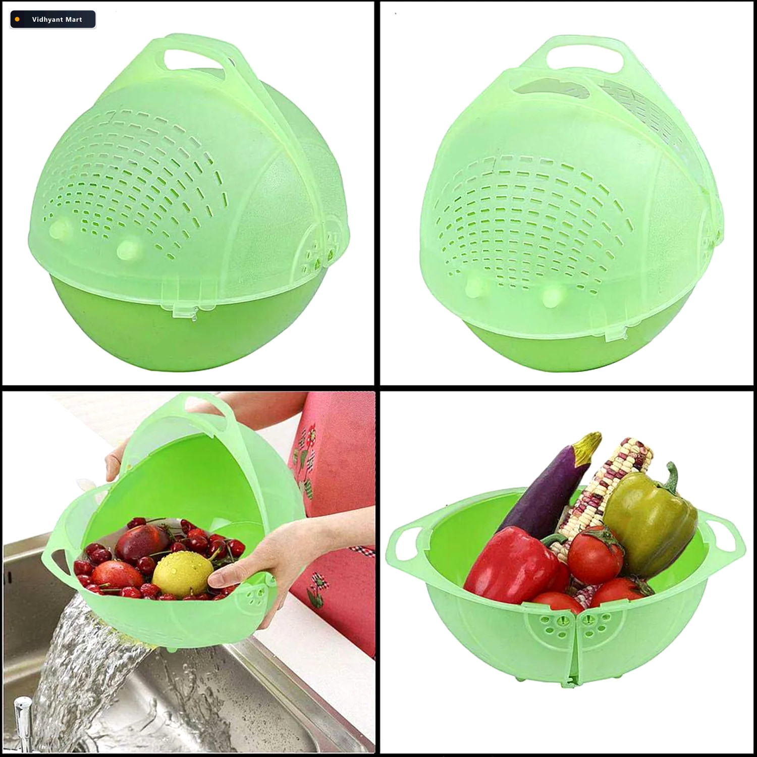 Vidhyant Mart Fruit Vegetable Bowl 3 In 1 Multiuse Smart Basket 2