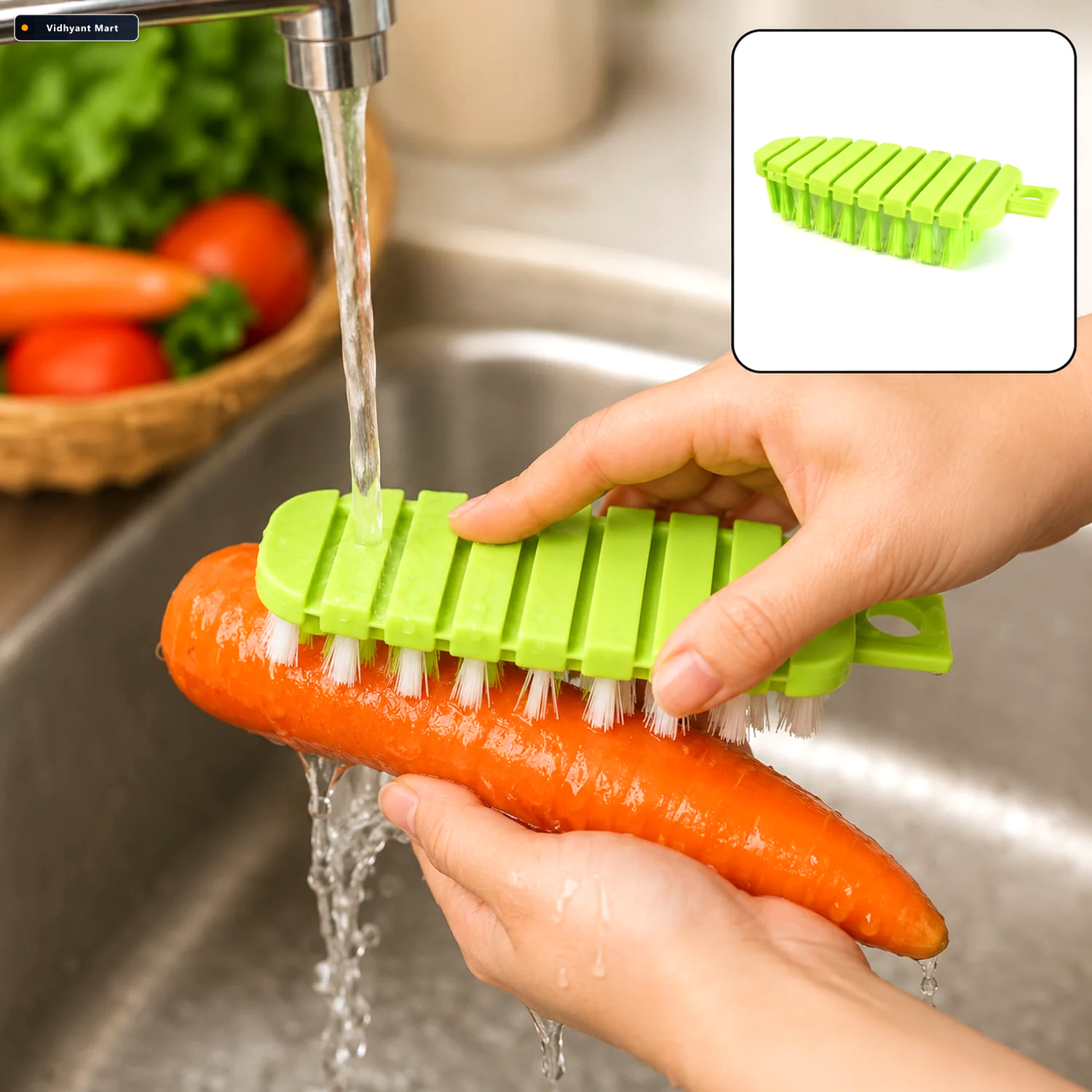 Vidhyant Mart Fruit Vegetable Cleaning Brush Durable Flexible De 1