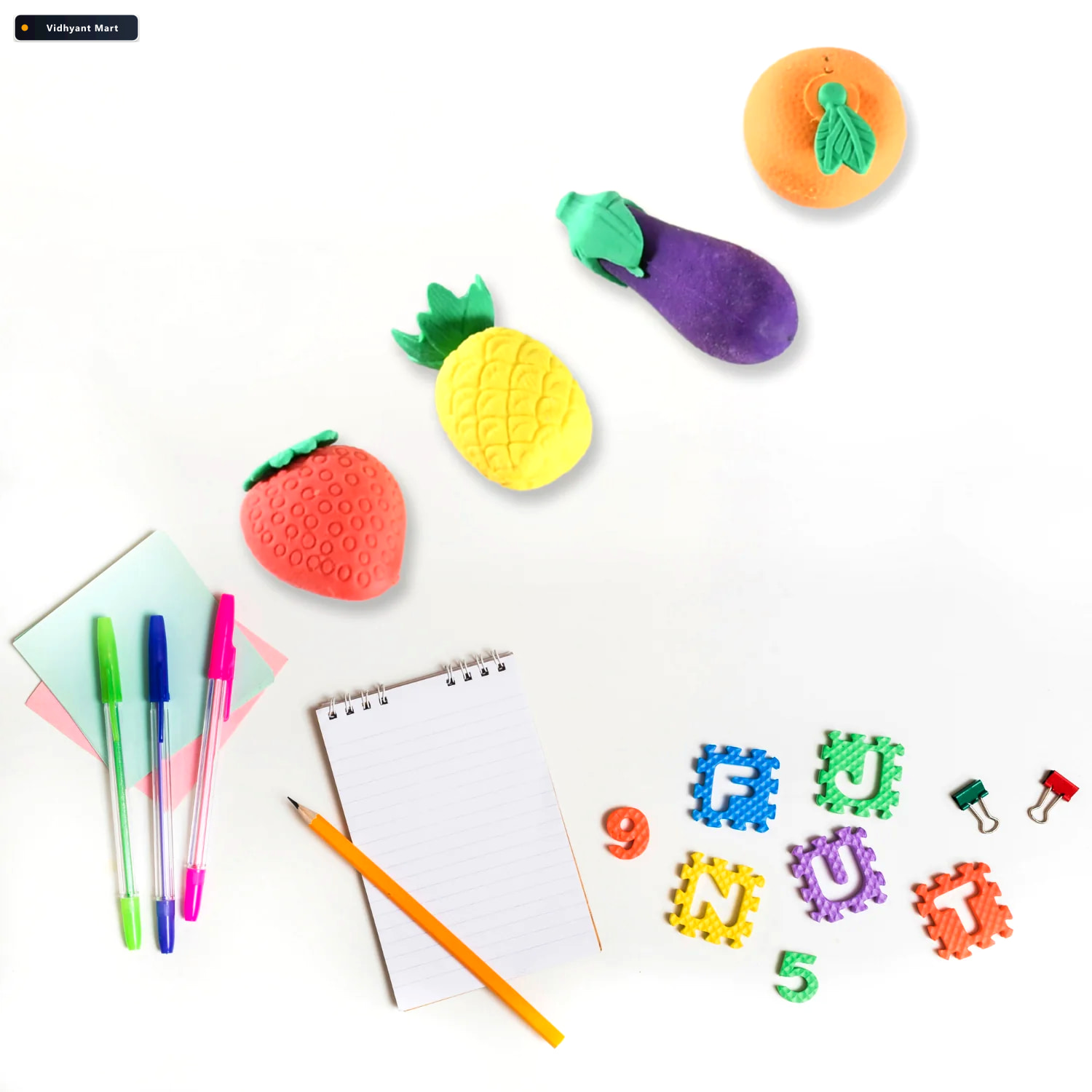 Vidhyant Mart Fruit Vegetable Erasers Cute 3d Set For Kids Write 3