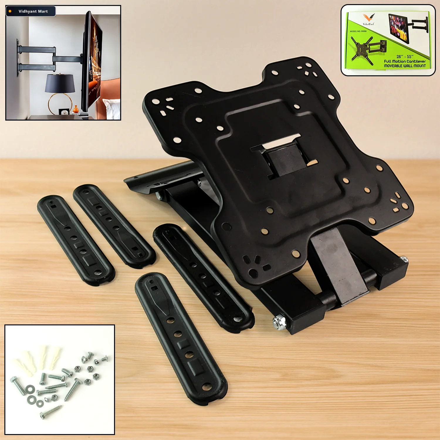 Vidhyant Mart Full Motion Tv Wall Mount Bracket Heavy Duty 2655 1