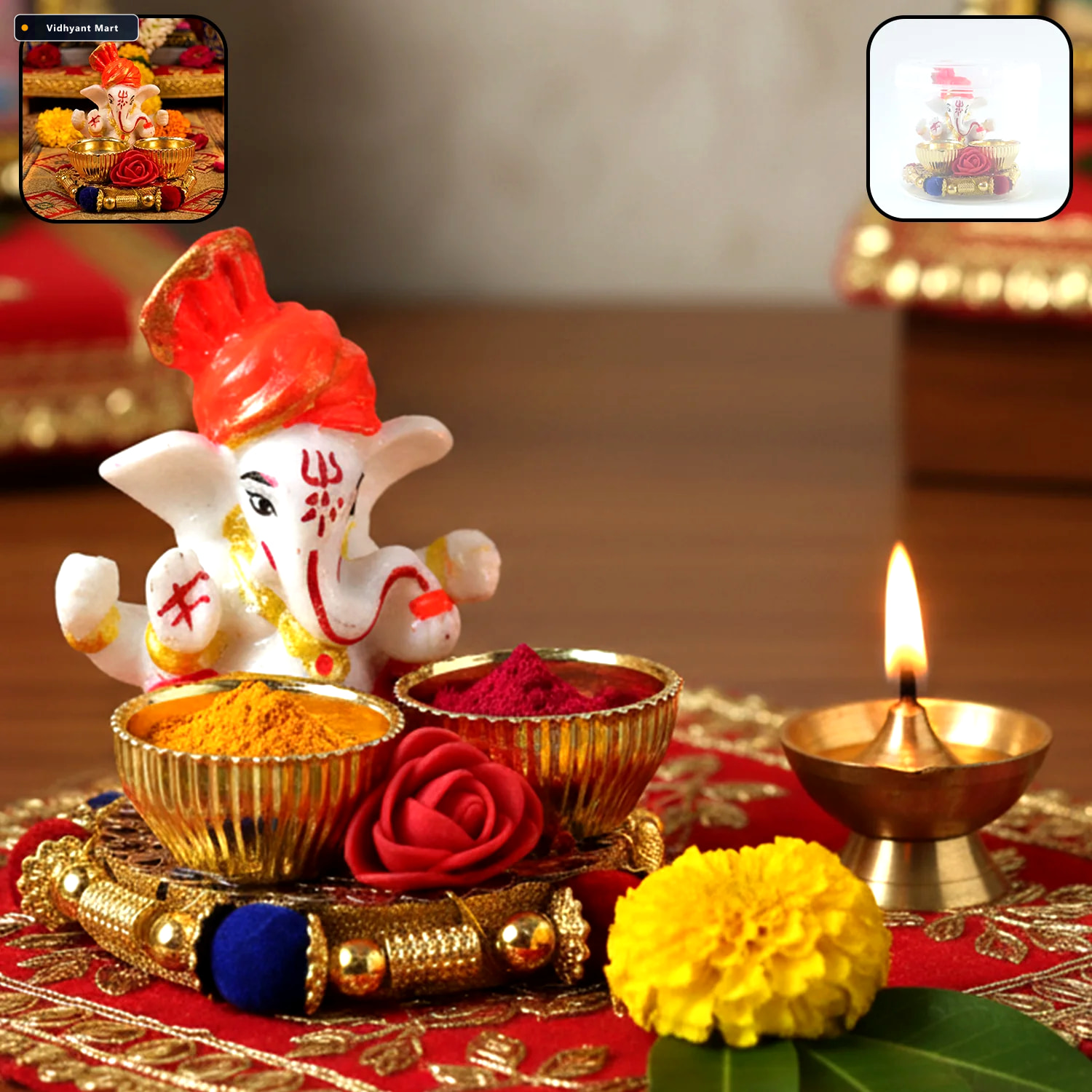 Vidhyant Mart Ganesha Pooja Thali Set Traditional Religious Deco 1