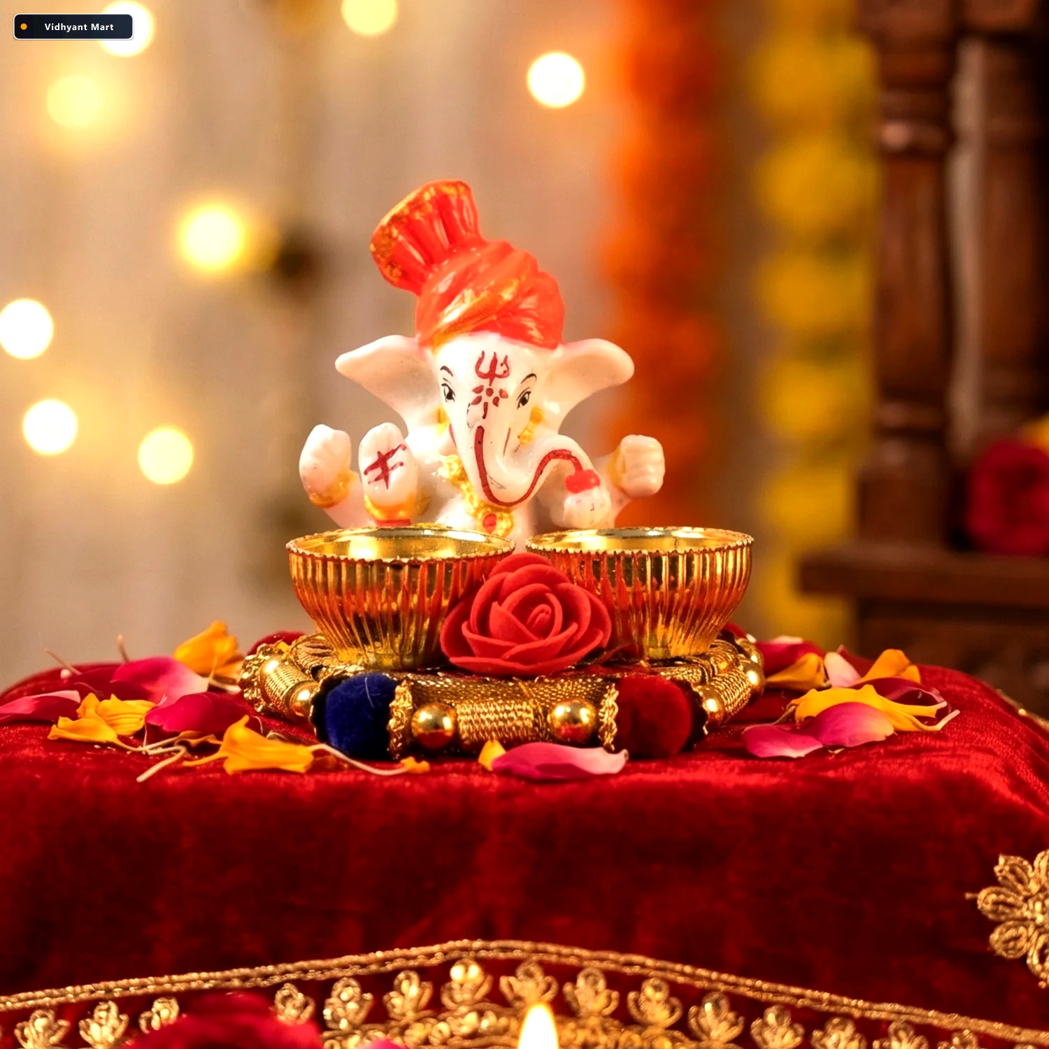 Vidhyant Mart Ganesha Pooja Thali Set Traditional Religious Deco 2