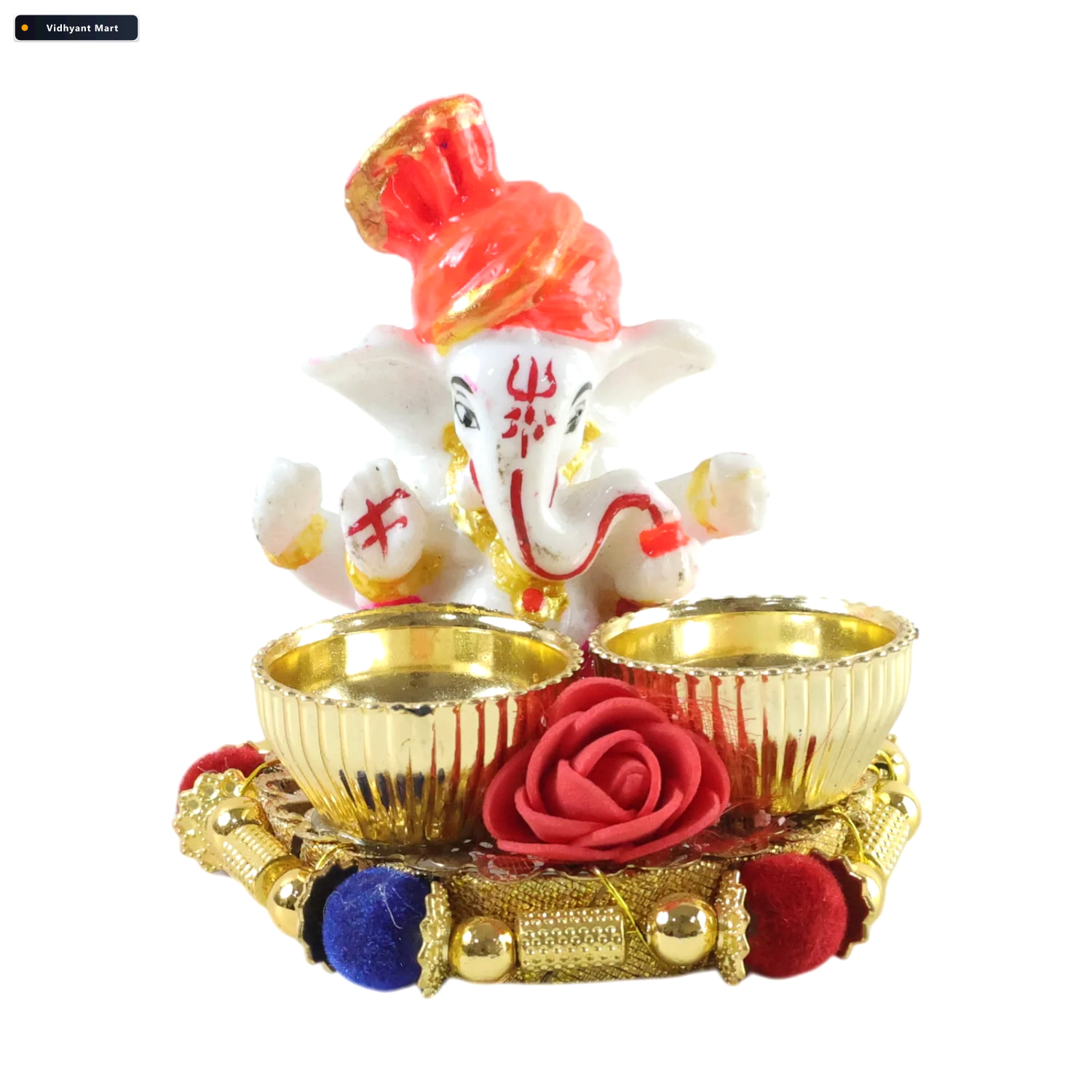 Vidhyant Mart Ganesha Pooja Thali Set Traditional Religious Deco 3