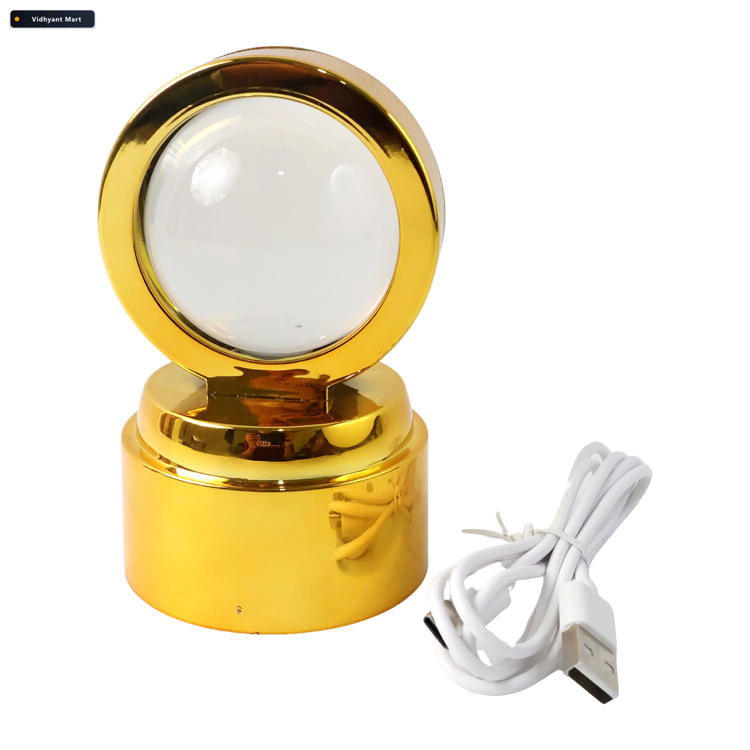 Vidhyant Mart Ganpati Bapa 3d Crystal Ball Led Table Showpiece F 4