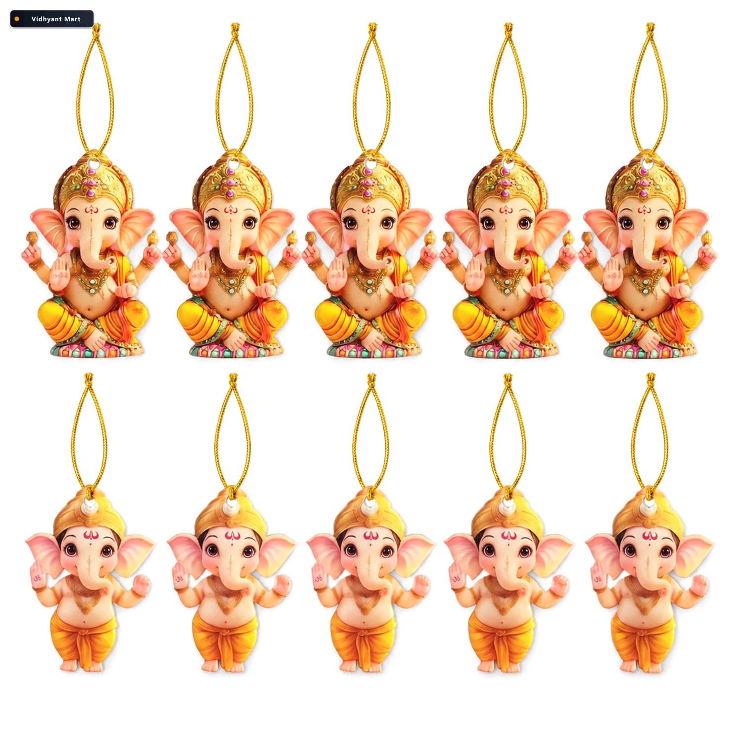 Vidhyant Mart Ganpati Hanging Decorations With Cords For Pooja A 4