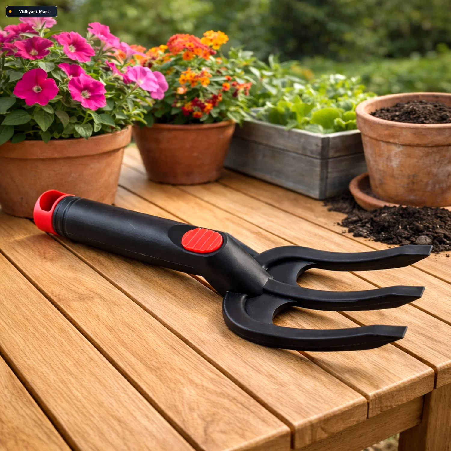 Vidhyant Mart Garden Hand Cultivator Fork Durable 3 Prong Soil L 1