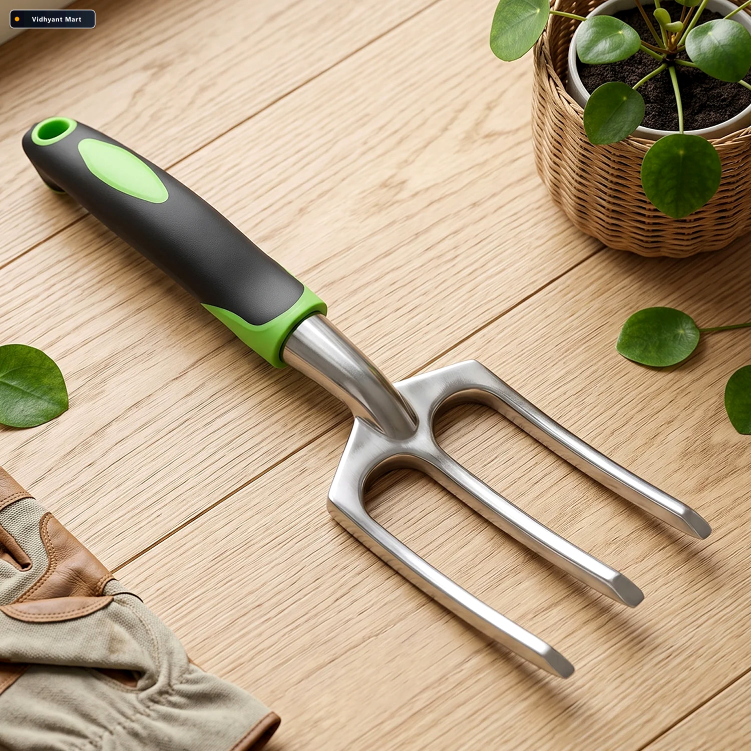 Vidhyant Mart Garden Hand Fork 3 Tine Stainless Steel Digging To 2