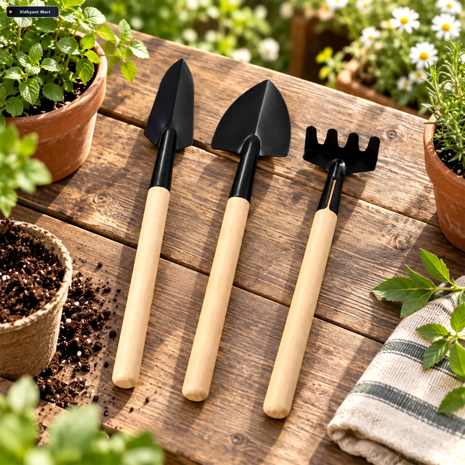 Vidhyant Mart Garden Hand Tool Set Of 3 With Trowel Shovel And R 4