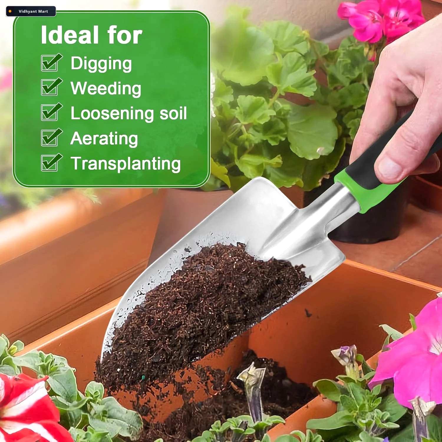 Vidhyant Mart Garden Hand Trowel Ergonomic Steel Blade For Easy 2