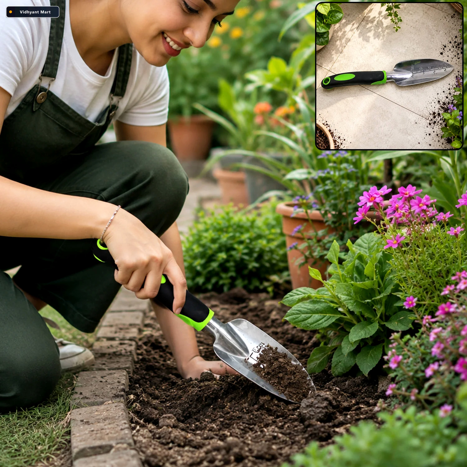 Vidhyant Mart Garden Hand Trowel Stainless Steel Digging Tool Er 1