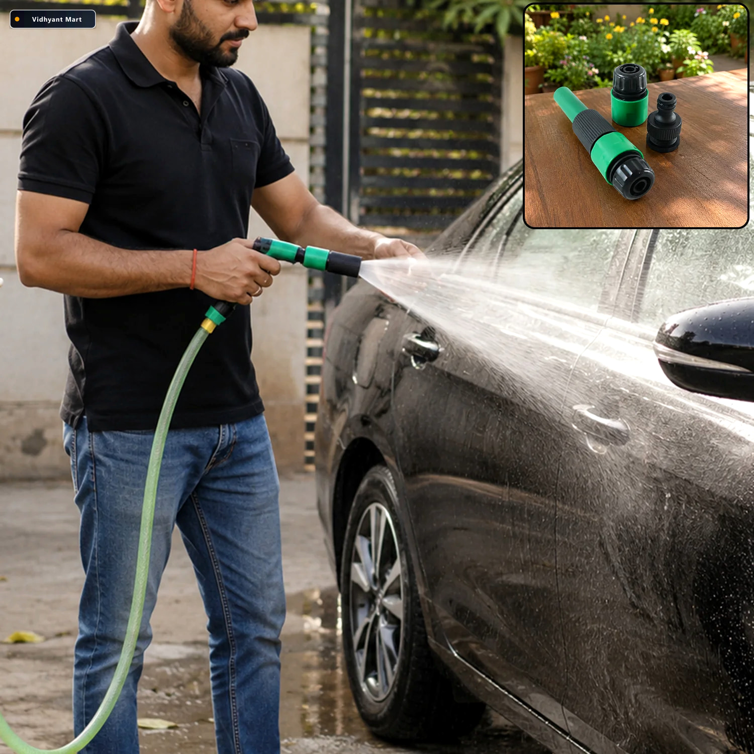 Vidhyant Mart Garden Hose Nozzle Set 4 Piece Durable Plastic Gro 1