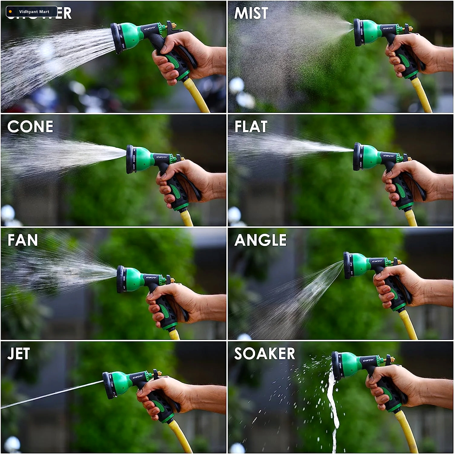 Vidhyant Mart Garden Hose Spray Nozzle Multi Pattern Trigger Wat 2