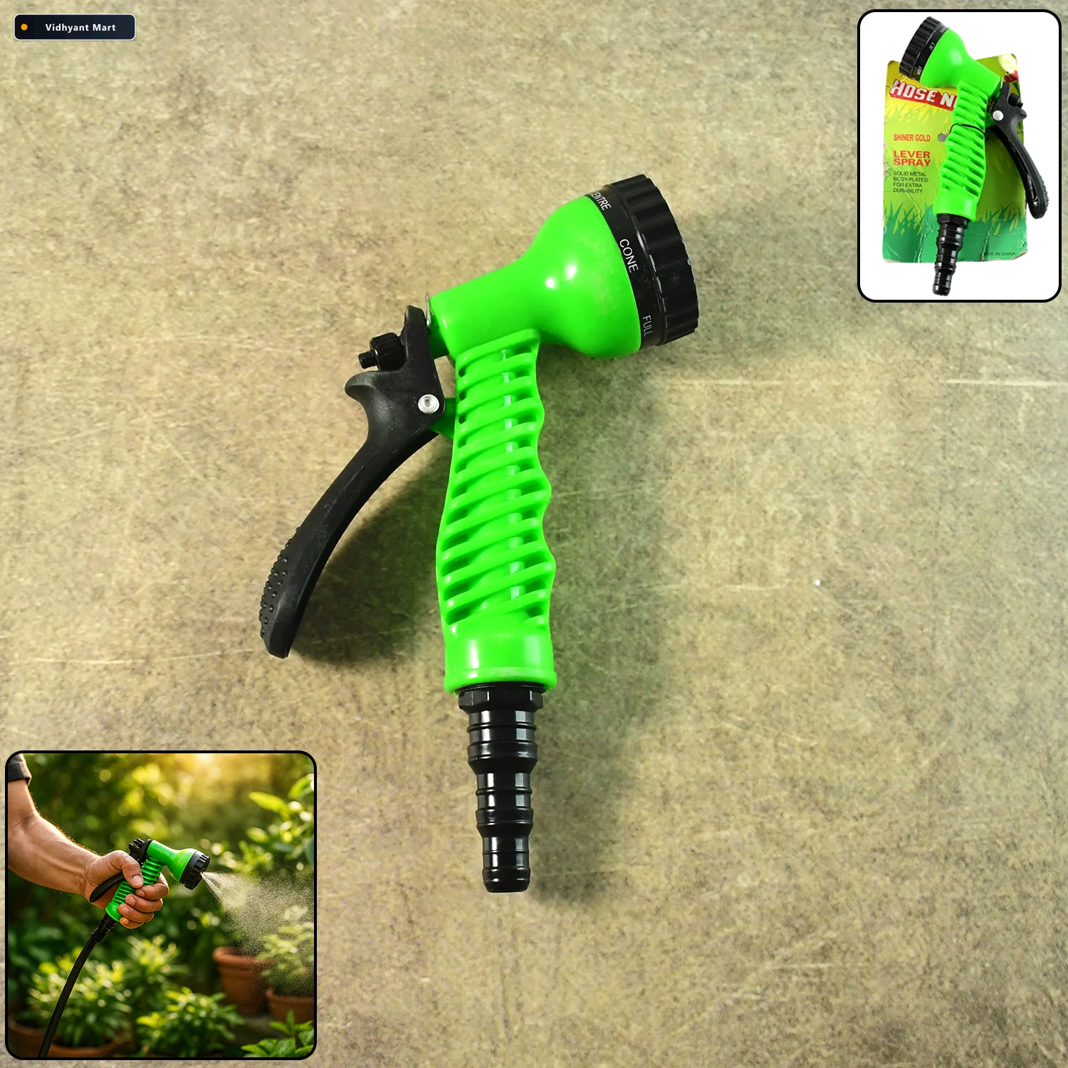 Vidhyant Mart Garden Hose Spray Nozzle Multi Pattern With Flow C 2