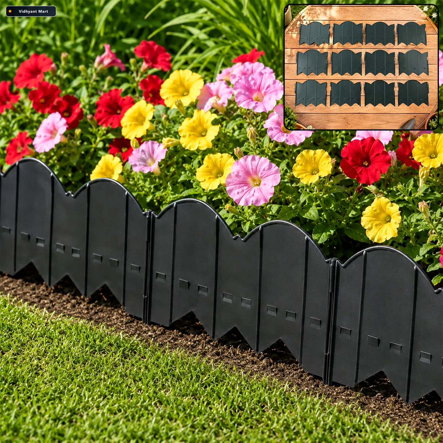 Vidhyant Mart Garden Lawn Edging Border Set Easy Interlocking Pa 1